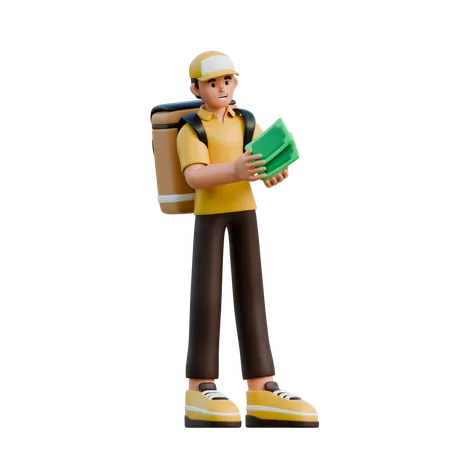 Character Delivery With Cash  3D Illustration