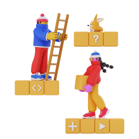 Character doing fun climbing activity  3D Icon