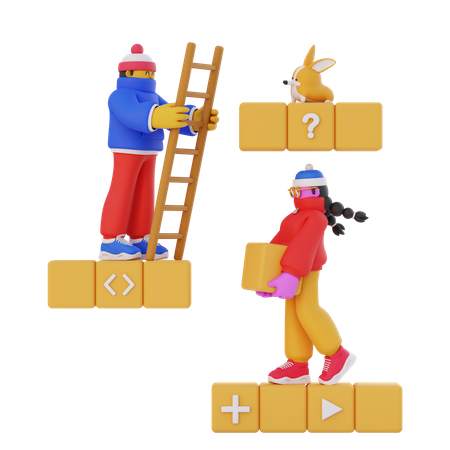 Character doing fun climbing activity  3D Illustration