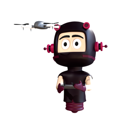 Character flying drone  3D Illustration