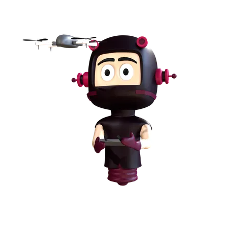 Character flying drone  3D Illustration