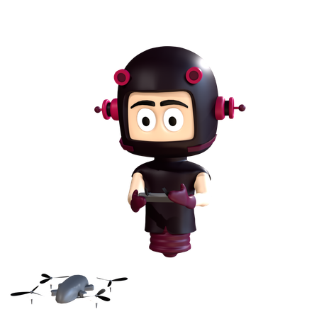 Character flying drone  3D Illustration