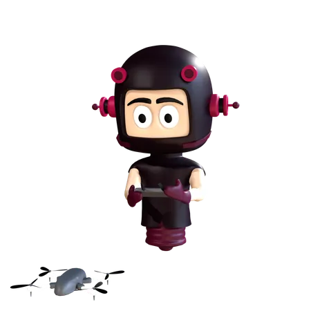 Character flying drone  3D Illustration