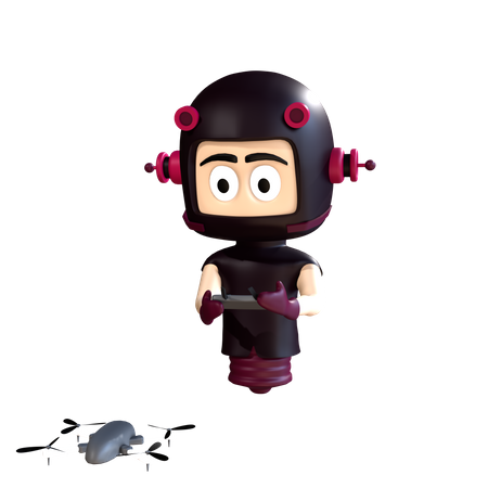 Character flying drone  3D Illustration