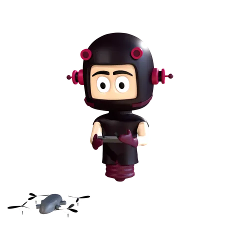 Character flying drone  3D Illustration