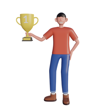 Character holding a trophy  3D Icon