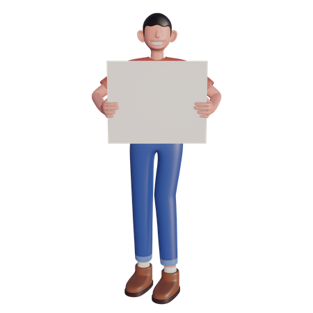 Character holding board  3D Illustration