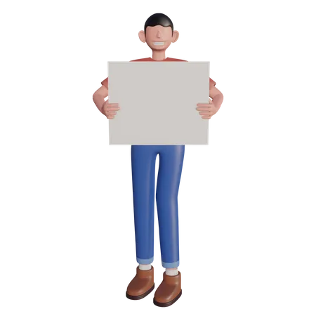 Character holding board  3D Illustration