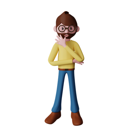 Character posing for hello gesture  3D Illustration