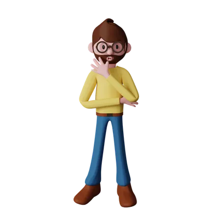 Character posing for hello gesture  3D Illustration