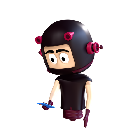 Character using smartphone  3D Illustration