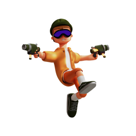 Character Virtual Reality Gun Game  3D Icon
