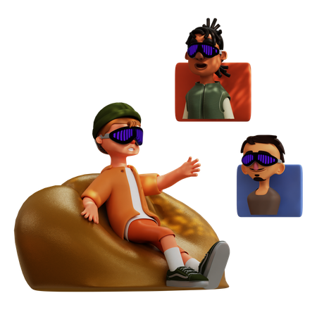 Character Virtual Reality Meeting  3D Icon