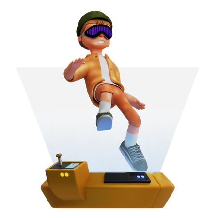 Character Virtual Reality Teleport  3D Illustration