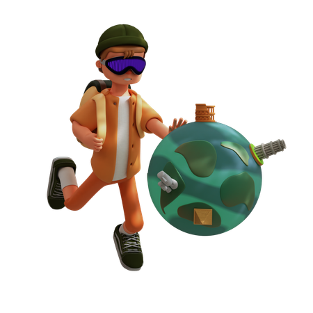 Character Virtual Reality Traveling  3D Icon