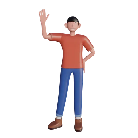 Character waving hand 3D Illustration
