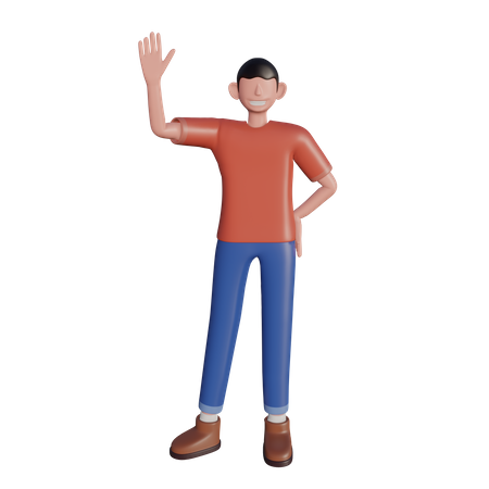 Character waving hand  3D Icon