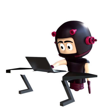 Character working on laptop  3D Illustration