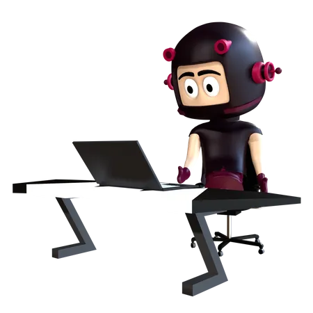 Character Working on laptop  3D Illustration