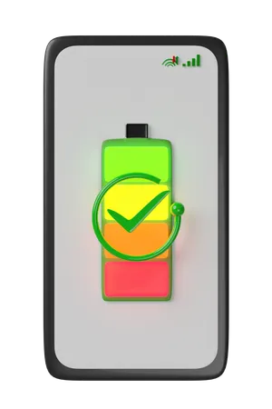 3 D Smartphone Or Mobile Phone Charging With Battery Charge Indicator Check Mark Thunder Isolated Charging Battery Technology Concept 3 D Render Illustration 3D Icon