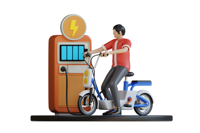 Recharge le vélo électrique  3D Illustration