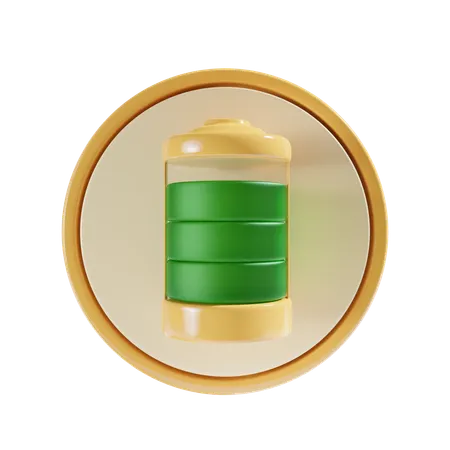Battery With Round Background 3 D Icon 3D Icon