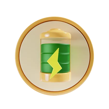 Battery Charge With Round Background 3 D Icon 3D Icon