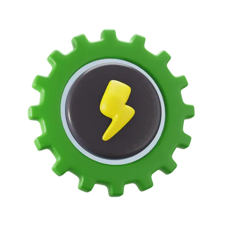 Electric Thunder Bolt Symbol With Gear Frame For Electric Vehicle Reparation Garage Service 3 D Icon Illustration Render Design 3D Icon