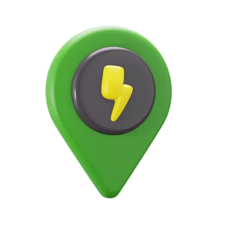 Pin Map Location With Power Supply Thunder Bolt Energy Symbol 3 D Icon Illustration Render Design 3D Icon