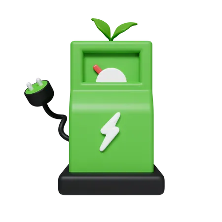 3 D Car Charging Station Green Energy Clean Energy Environmental Alternative Energy Concept Icon Isolated On White Background 3 D Rendering Illustration Clipping Path 3D Icon