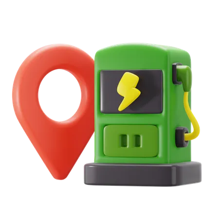 Electric Vehicle Power Supply Station Pin Map Location 3 D Icon Illustration Render Design 3D Icon
