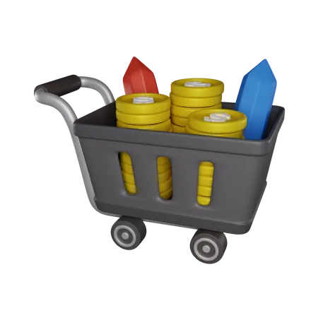 Argent du chariot  3D Icon