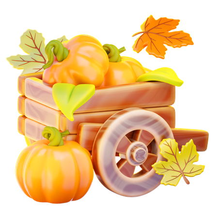 Chariot de citrouilles de Thanksgiving  3D Icon