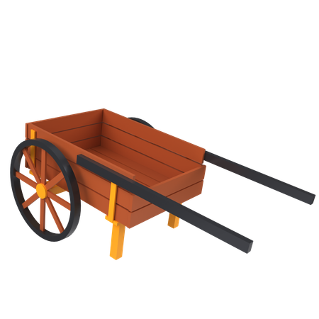 Charrette en bois  3D Icon