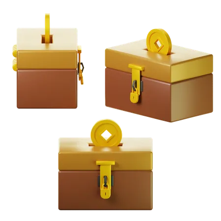 3 D Icon Ramadhan Charity Box On Three Points Of View On Transparent Background 3 D Illustration High Resolution 3D Icon