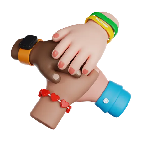 International Volunteer Day Collaborate Community People Hands 3 D Render Icon 3D Icon