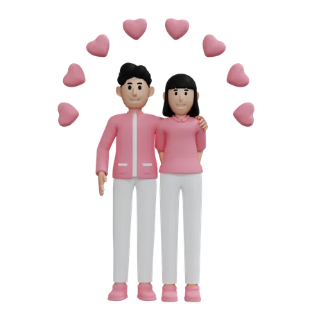 Joli couple profitant de la Saint-Valentin ensemble  3D Illustration