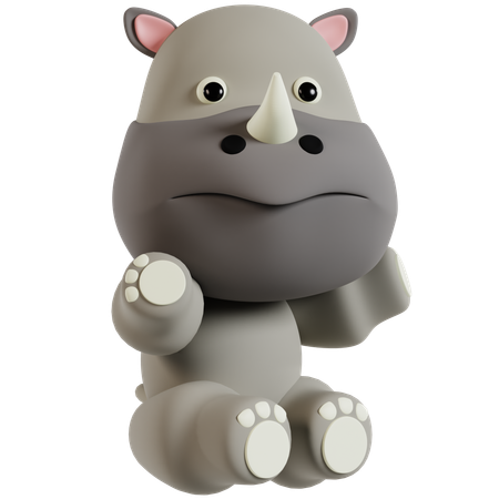 Charmante figurine de rhinocéros  3D Icon