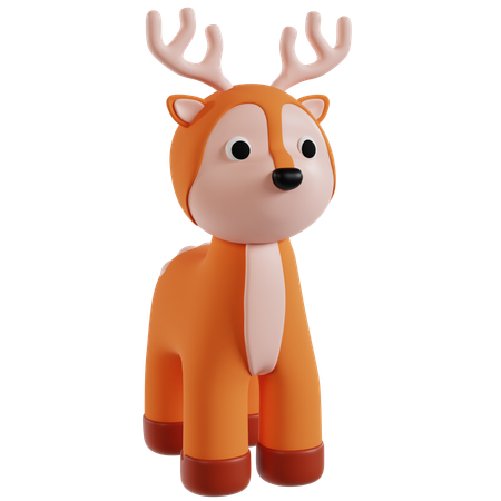 Charming Cartoon Deer  3D Icon