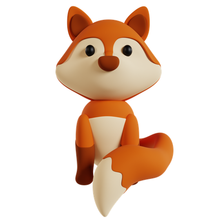 Charming Cartoon Fox  3D Icon