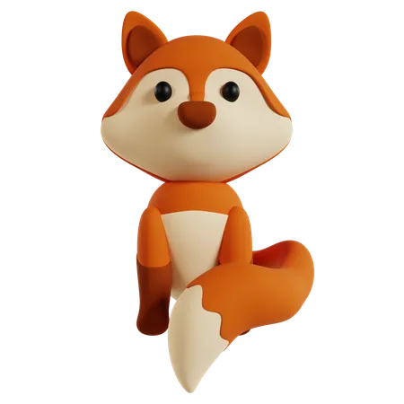 Charming Cartoon Fox  3D Icon