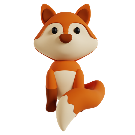 Charming Cartoon Fox  3D Icon