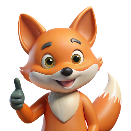 Charming Fox Thumbs Up  3D Icon