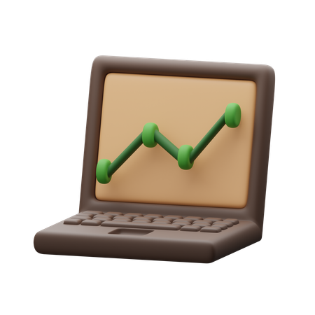 Chart on laptop  3D Icon