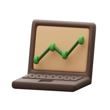 Chart on laptop  3D Icon