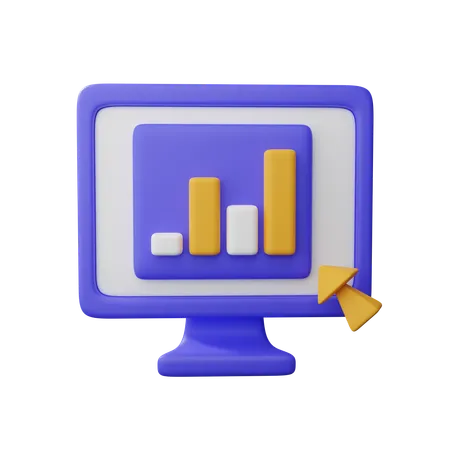 Chart on monitor  3D Icon