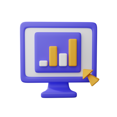 Chart on monitor  3D Icon