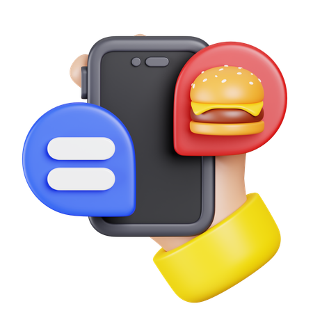 Chat alimentaire en ligne  3D Icon