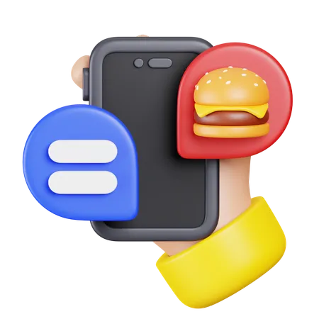 Chat alimentaire en ligne  3D Icon