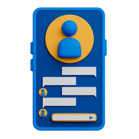 Chat Application On Smartphone 3D Icon